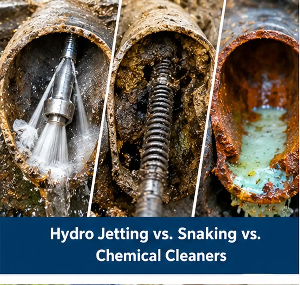 Hydro Jetting vs. Snaking vs. Chemical Cleaners