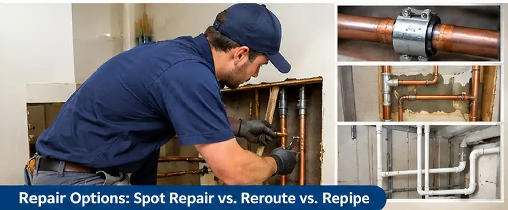 Repair Options Spot Repair vs. Reroute vs. Repipe